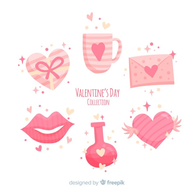 Hand drawn valentine elements pack