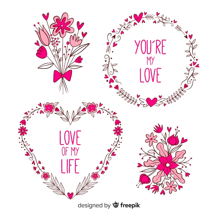 Free Vector hand drawn valentine floral pack