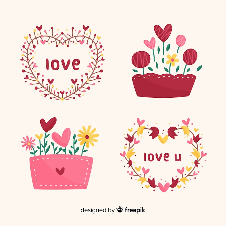 Free Vector hand drawn valentine flower pack