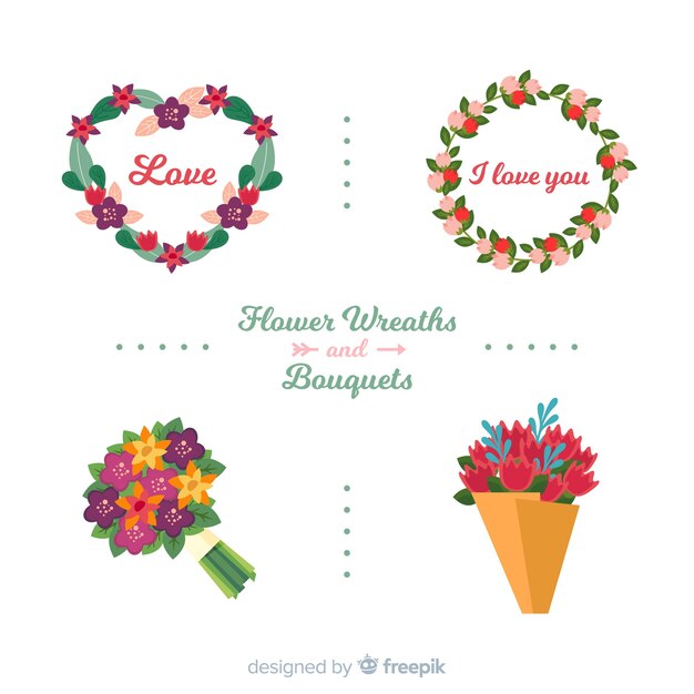 Hand drawn valentine flower pack