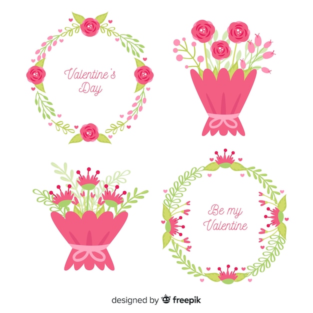 Hand drawn valentine flower pack