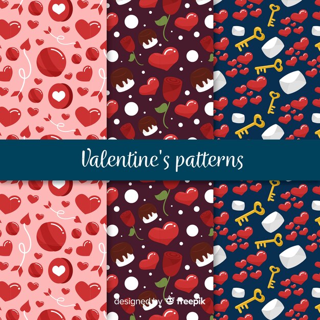 Hand drawn valentine pattern collection