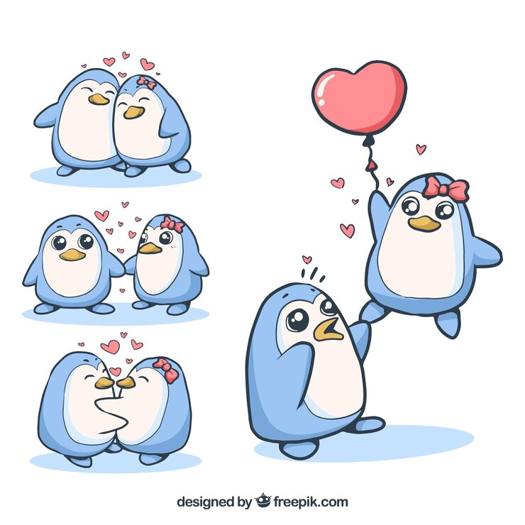 Free Vector hand drawn valentine s day animal couple collection 