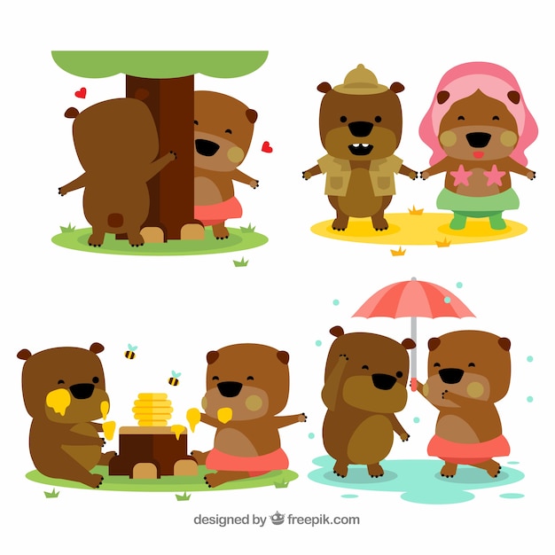 Free vector hand drawn valentine's day animal couple collection