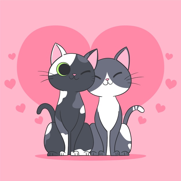 Free vector hand drawn valentine's day animal couple