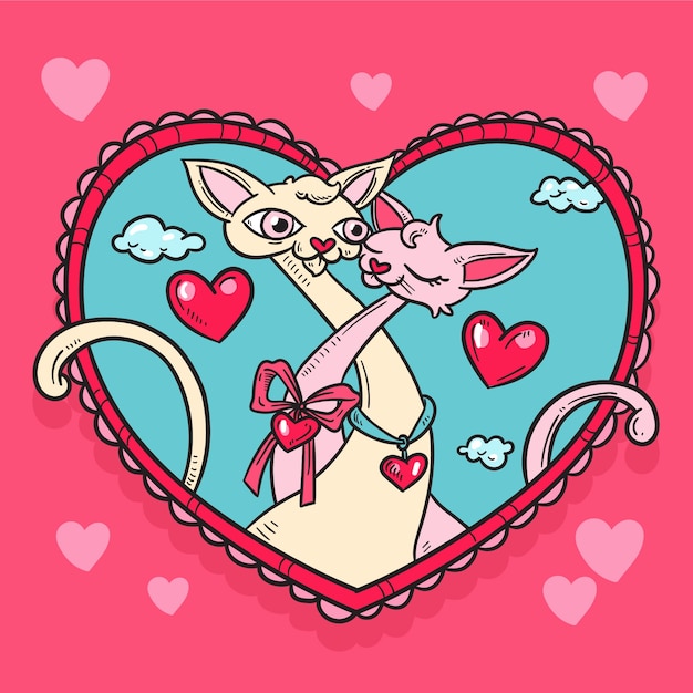 Free vector hand drawn valentine's day animal couple