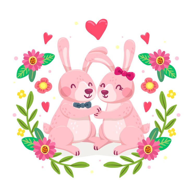 Free Vector hand drawn valentine's day animal couple