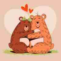 Free vector hand drawn valentine's day animal couple