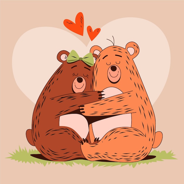 Hand drawn valentine's day animal couple