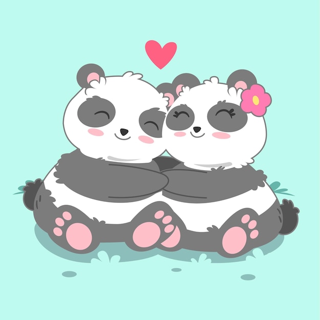 Hand drawn valentine's day animal couple