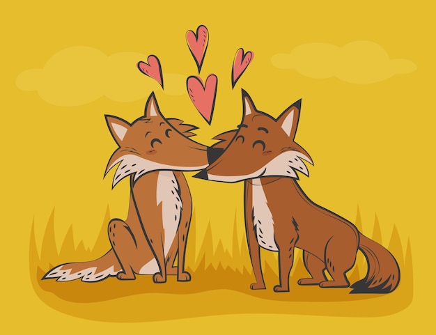 Vettore gratuito coppia di animali di san valentino disegnati a mano