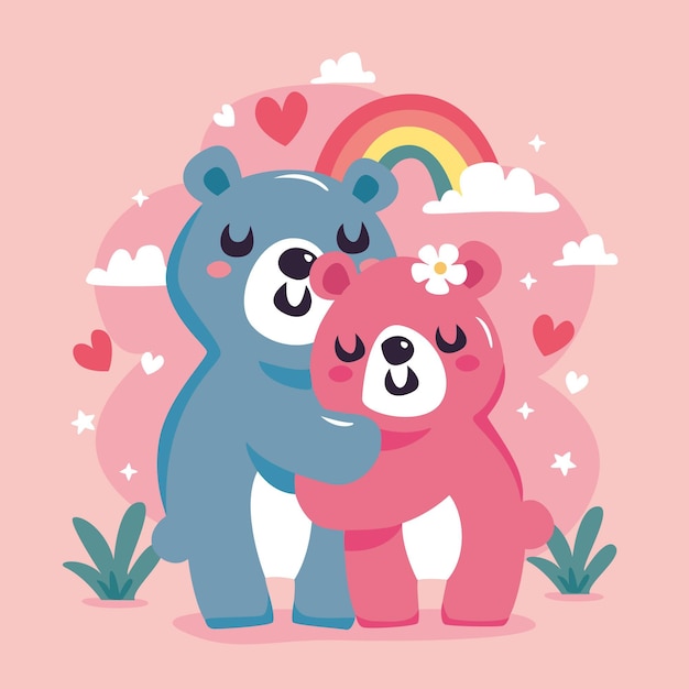 Free vector hand drawn valentine's day animal couple