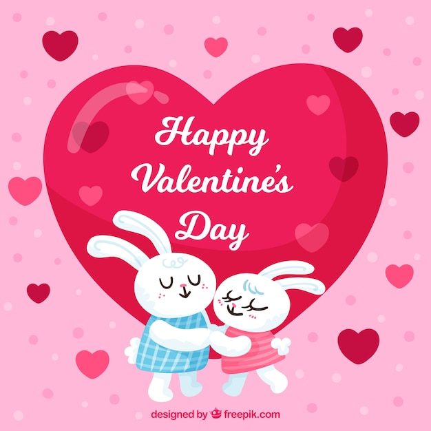 Free vector hand drawn valentine's day background with couple