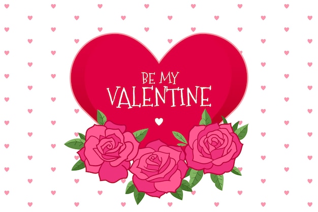 Free vector hand drawn valentine's day background with roses and heart