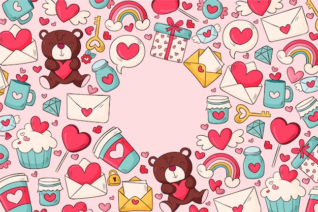 Free vector hand drawn valentine's day background