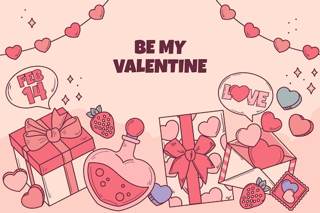 Free vector hand drawn valentine's day background