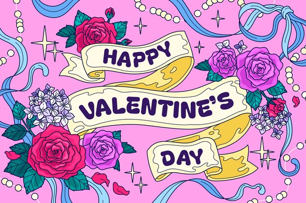 Hand drawn valentine's day background