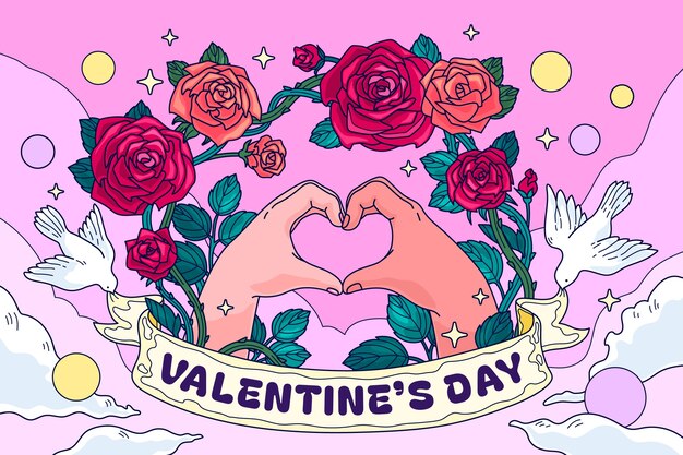 Hand drawn valentine's day background