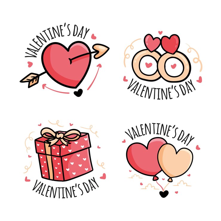 Free Vector hand drawn valentine's day badge collection