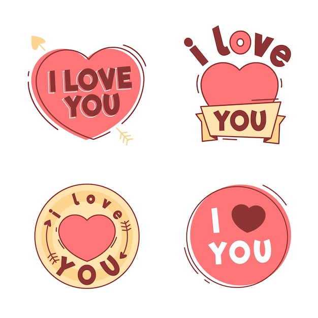 Free vector hand drawn valentine's day badges pack