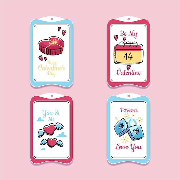 Free vector hand drawn valentine's day badges