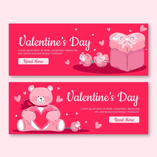 Hand-drawn valentine's day banners pack
