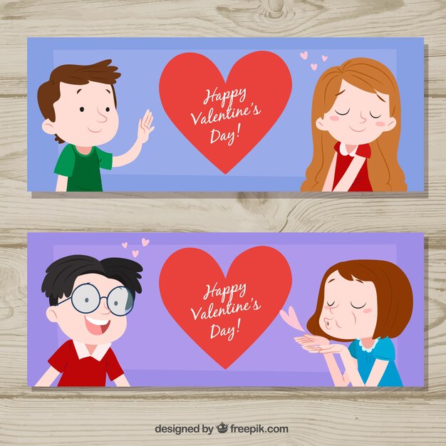 Hand drawn valentine's day banners