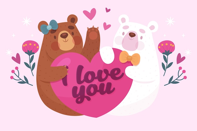 Free vector hand drawn valentine's day bear couple