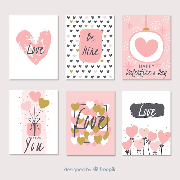 Hand drawn valentine's day card collection