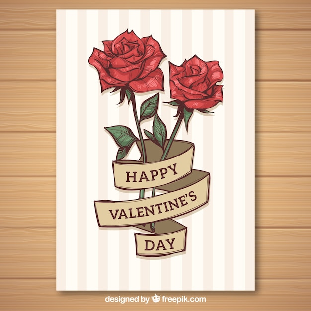 Free vector hand drawn valentine's day card template