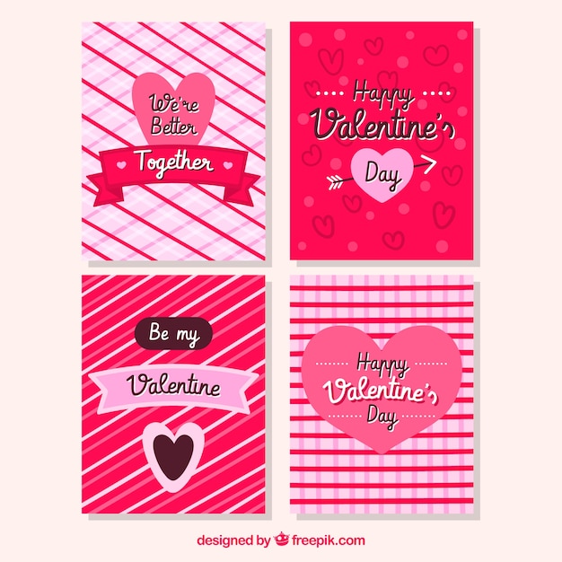 Free vector hand drawn valentine's day card with hearts