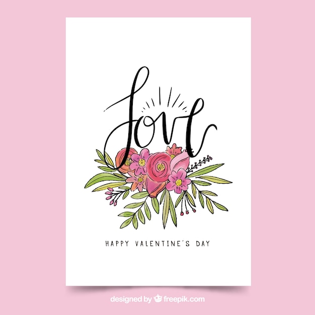 Hand drawn valentine's day card with letterin