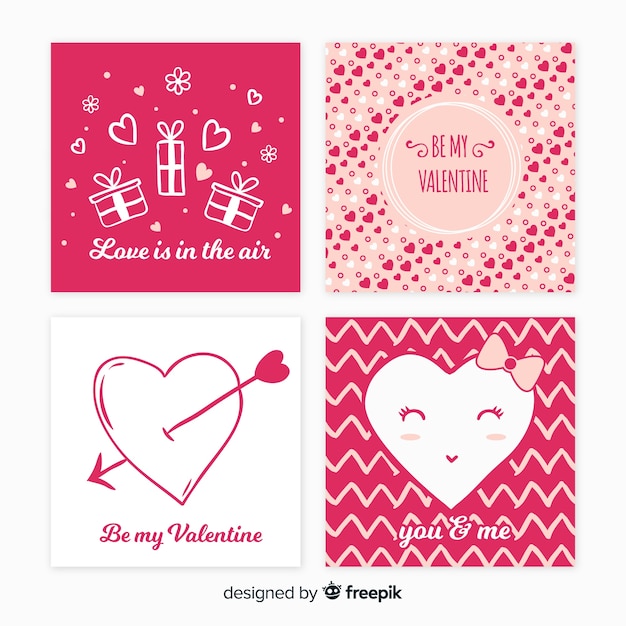 Free vector hand drawn valentine's day cards set