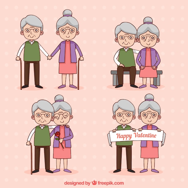 Free vector hand drawn valentine's day couple collection