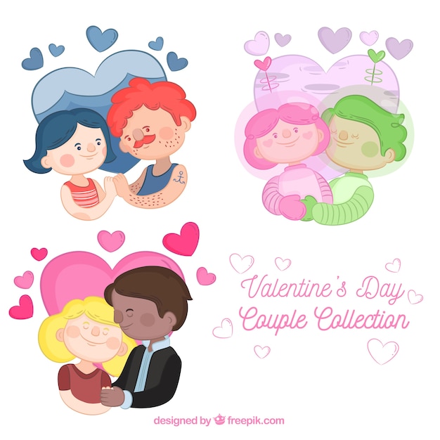 Hand drawn valentine's day couple collection