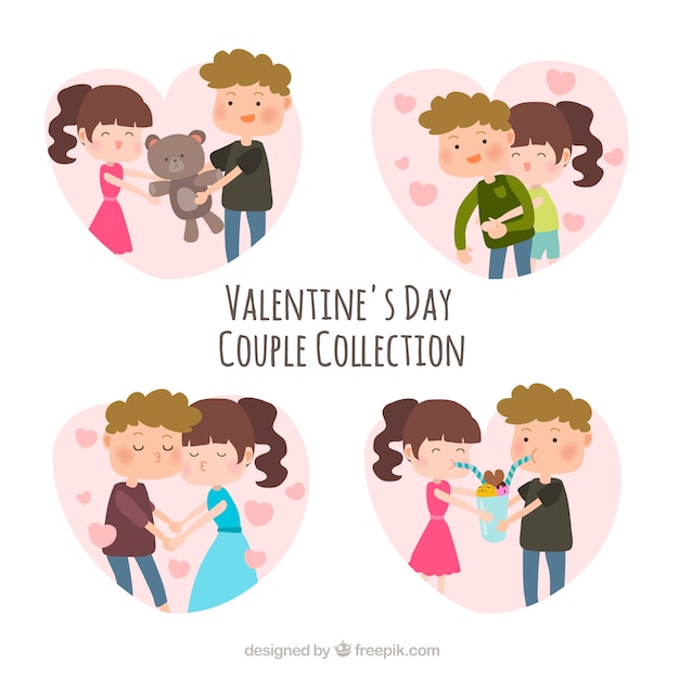 Hand drawn valentine's day couple collection