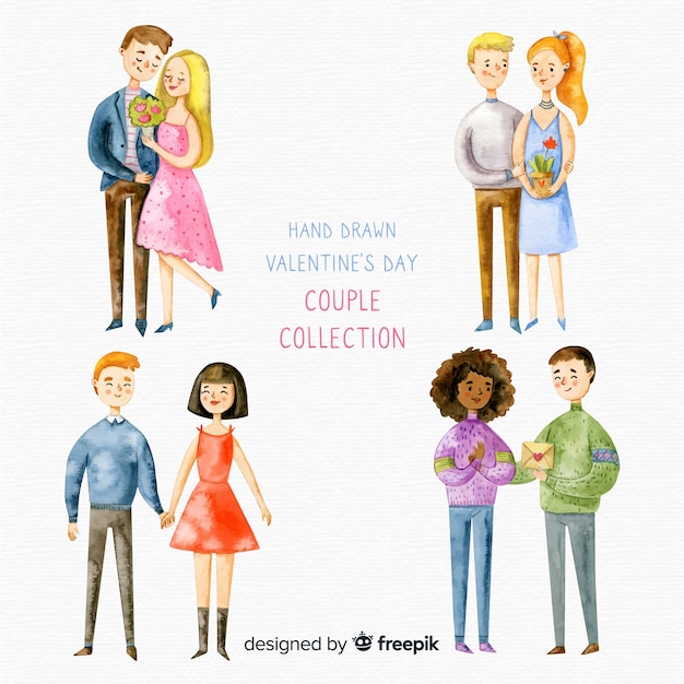 Free vector hand drawn valentine's day couple collection