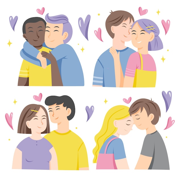 Free vector hand drawn valentine's day couple collection