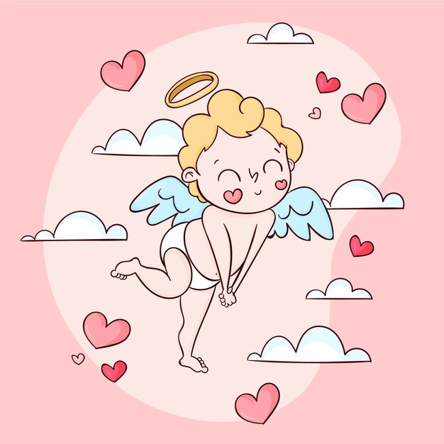 Hand drawn valentine's day cupid illustration