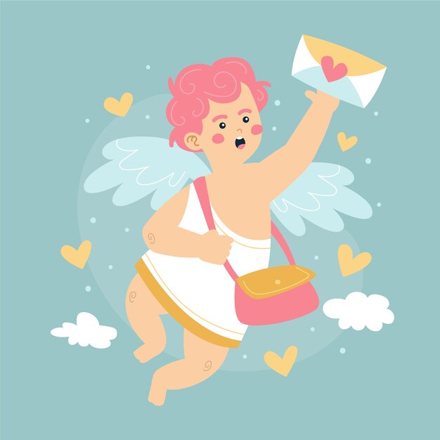 Hand drawn valentine's day cupid illustration