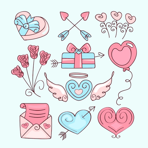 Free vector hand drawn valentine's day cute element collection