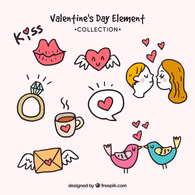 Hand drawn valentine's day element collection