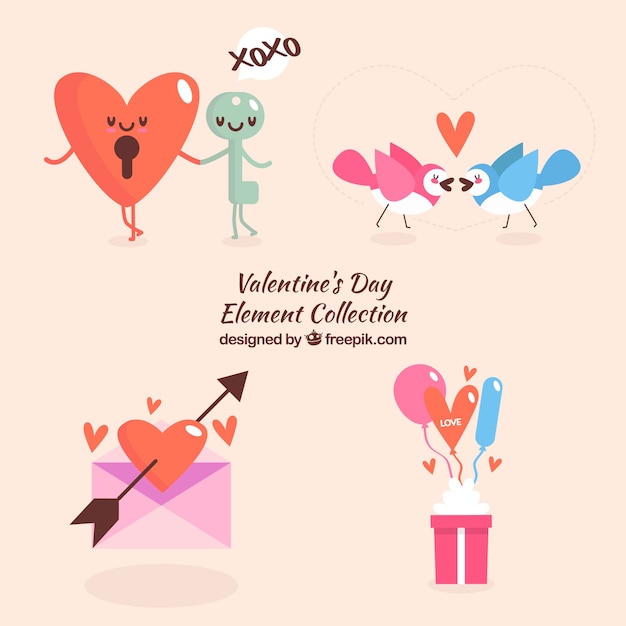 Free vector hand drawn valentine's day element collection