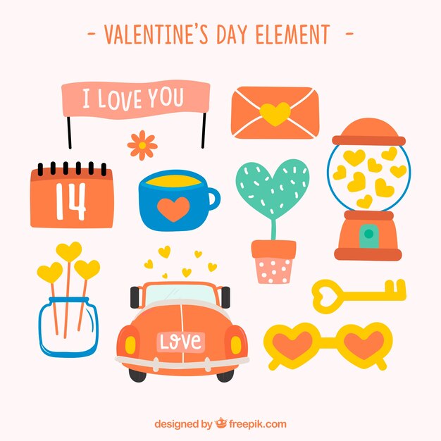 Hand drawn valentine's day element collection