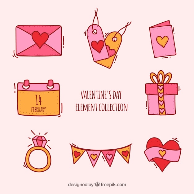 Hand drawn valentine's day element collection