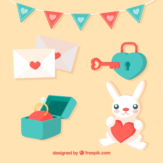 Free vector hand drawn valentine's day element collection