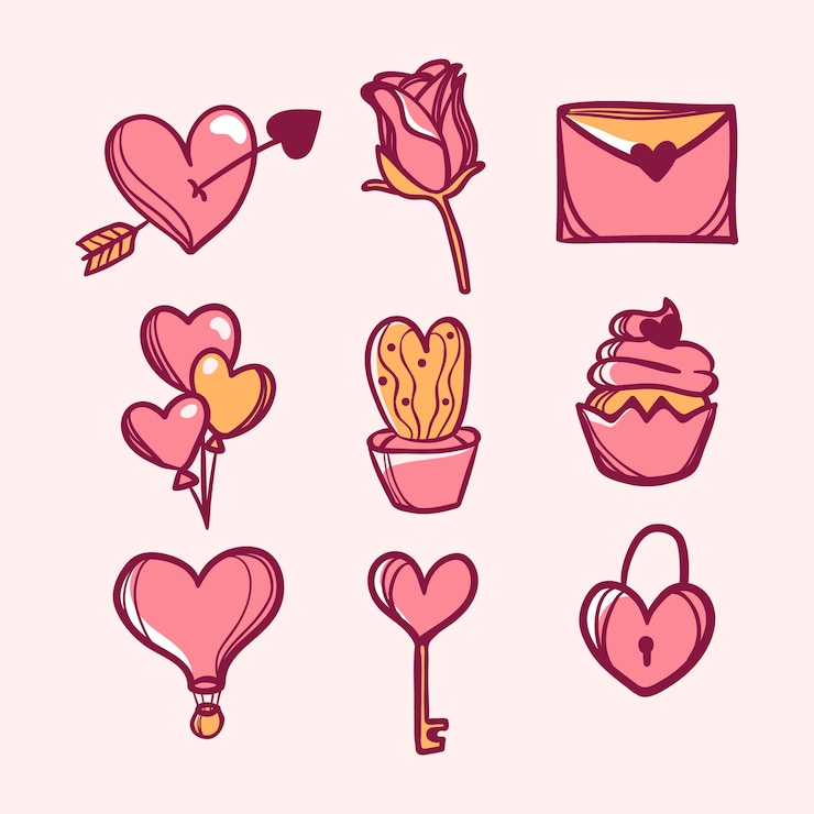 Free Vector hand drawn valentine's day element collection