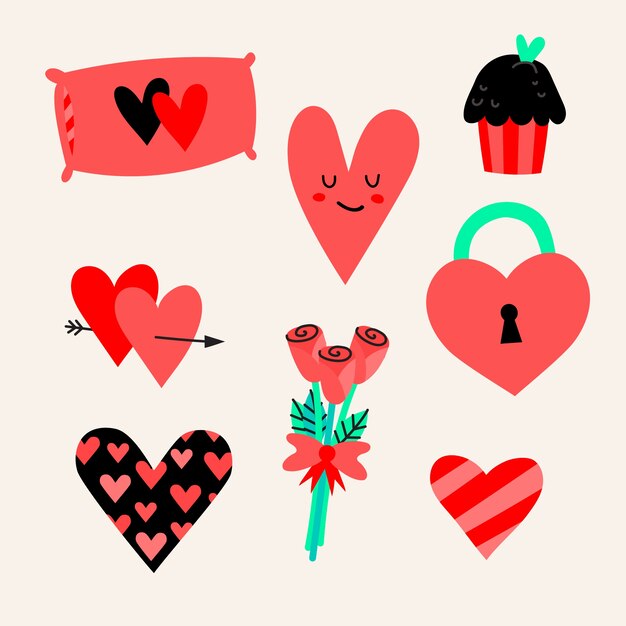 hand drawn valentine's day element collection