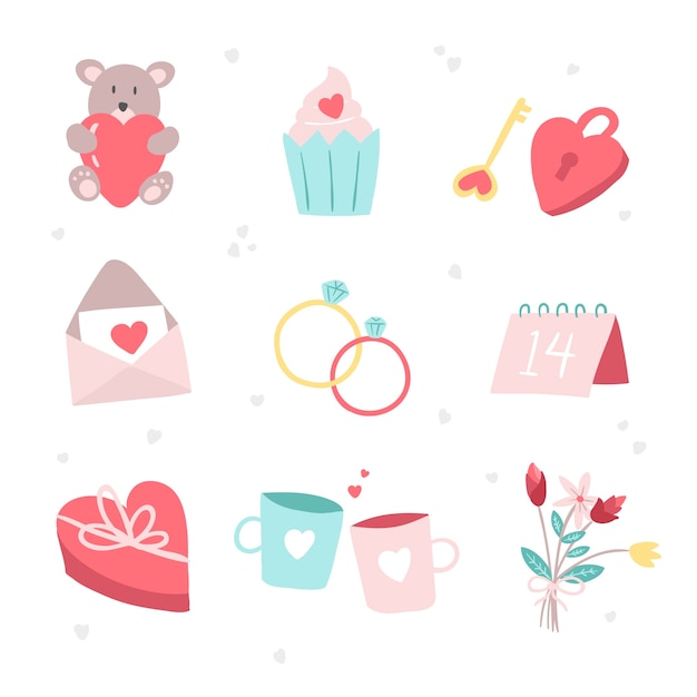 Free vector hand drawn valentine's day element collection