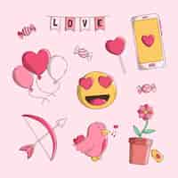 Free vector hand drawn valentine's day element collection